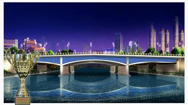【2015年度全国市政金杯示范工程】龙湖中环路跨西运河等四座桥梁工程，省内首次采用波形钢腹板预应力混凝土组合连续箱梁技术。